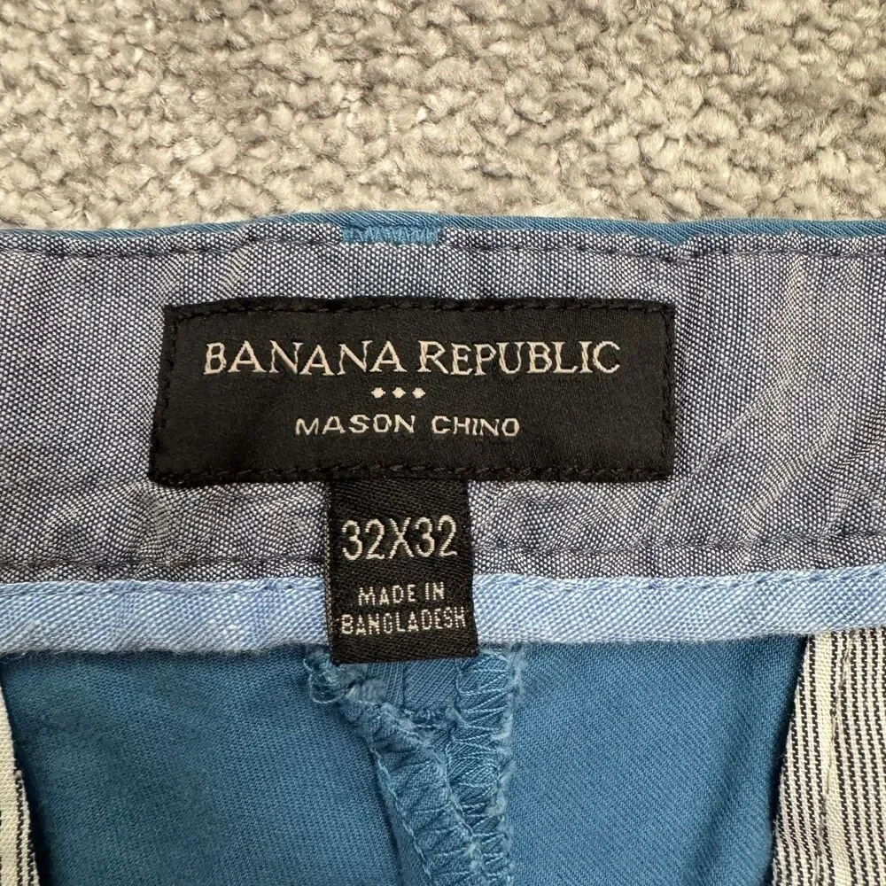 Banana Republic Mason Chino Pants Mens 32x32 Teal Bay Blue Straight Flat Front